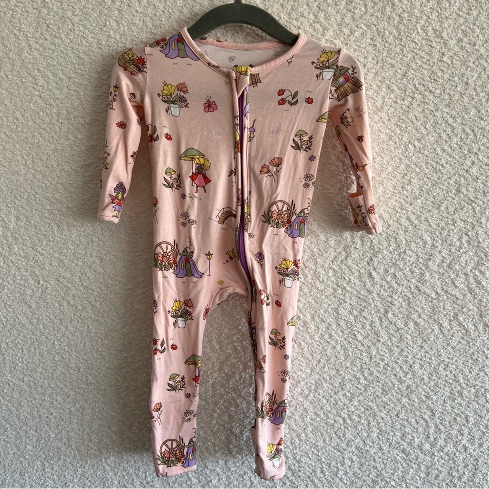 Bellabu Bear Fairy Garden‎ Pink Bamboo One Piece Pajamas Size 3-6 Months